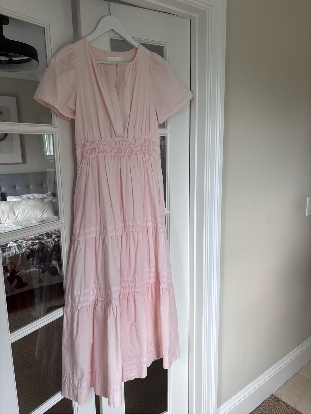 Anthropology Light Pink Women's Tiered Midi Dress